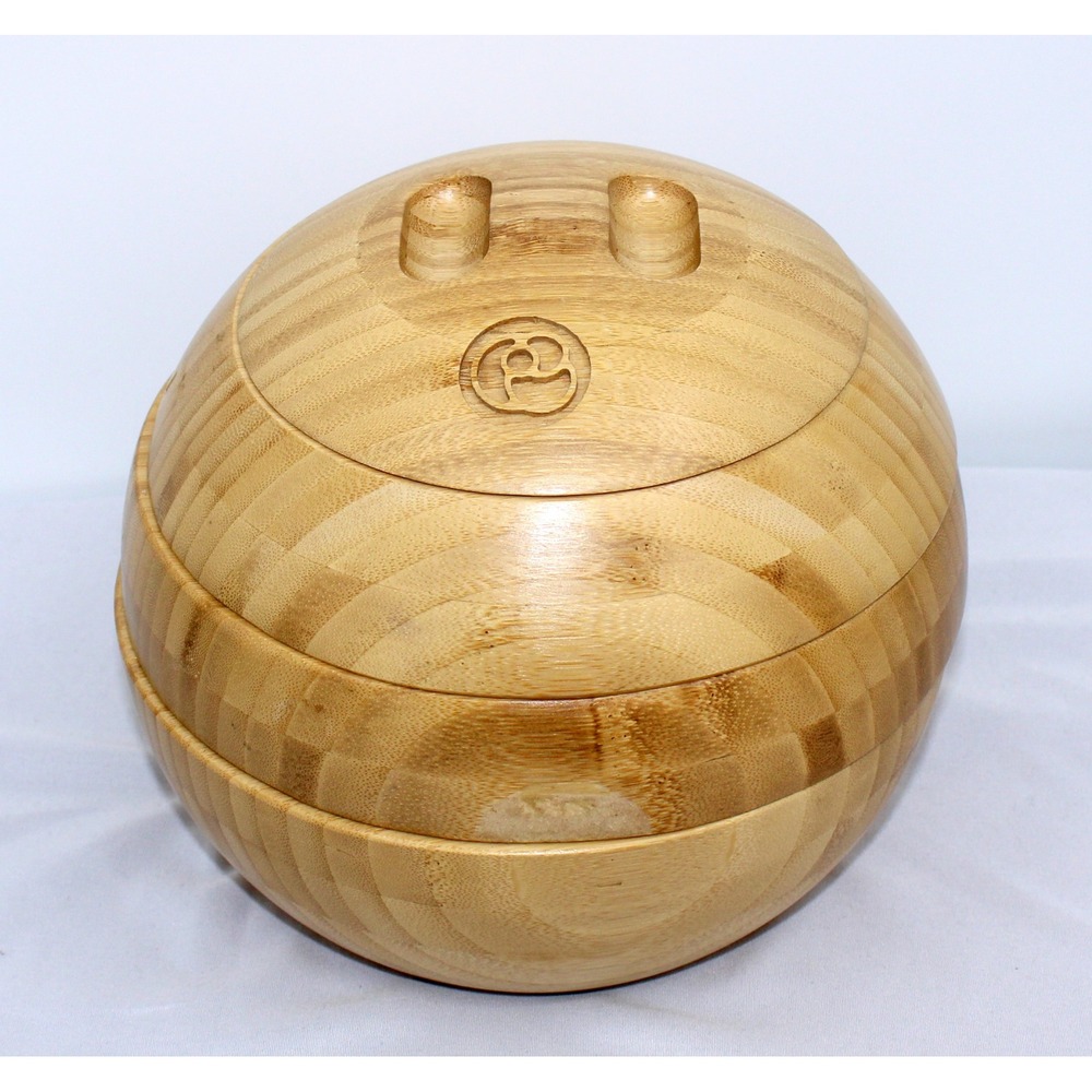 Tappas Bamboo Sphere 3 Tier Swivel Serving Bowl Set Appetizer Tray Wood Ball